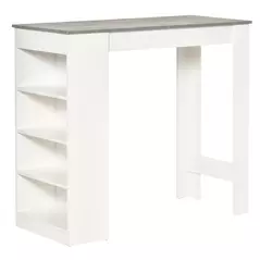 HOMCOM Bar Table, Dining Table with 4-Tier Storage Shelf for Breakfast Bar, Kitchen, Dining Room, Living Room, Grey - 1