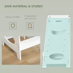 HOMCOM Toddler Step Stool Kids Adjustable Standing Tower with Safety Rail for Kitchen Counter White - 5