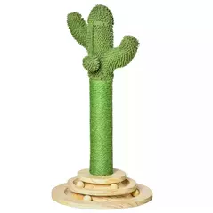 PawHut Cat Tree Cactus Sisal Scratching Post for Indoor Cats Play Tower Kitten Furniture with Hanging Ball Interactive Fun Roller Exerciser 32 x 32 x 60cm - 2