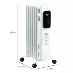 HOMCOM 1500W Oil Filled Radiator, 7 Fin Portable Electric Heater with LED Display, 24H Timer, 3 Heat Settings, Adjustable Thermostat, Safety Cut off, Remote Control, White - 3