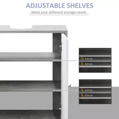 kleankin Under Sink Cabinet, Bathroom Vanity Unit, Storage Cupboard with Adjustable Shelves, White and Grey - 5