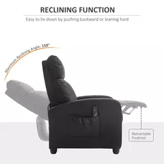 HOMCOM Massage Recliner Armchair with 150° Recline, Faux Leather, Side Pocket, Black - 5