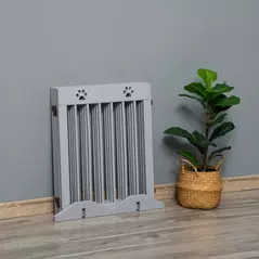 PawHut Freestanding Pet Gate 4 Panel Folding Wooden Dog Barrier w/ Support Feet - 9