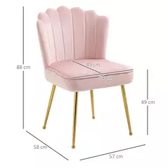 HOMCOM Velvet-Feel Shell Accent Chair - Pink - 3