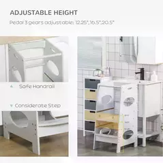 HOMCOM Kids Step Stool Toddler Kitchen Stool Tower with Adjustable Standing Platform, Grey - 4