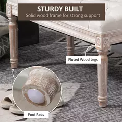 HOMCOM 80cm End of Bed Bench, Window Seat, Tufted Bench for Bedroom, Hallway, Living Room, Cream White - 5