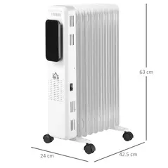 HOMCOM 2000W Oil Filled Radiator, 9 Fin Portable Electric Heater with LED Display, 24H Timer, 3 Heat Settings, Adjustable Thermostat, Safety Cut off, Remote Control, White - 3