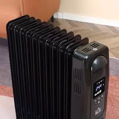 HOMCOM 2000W Digital Oil Filled Radiator, 9 Fin, Portable Electric Heater with LED Display, 24-Hour Timer, 3 Heat Settings, Safety Cut-Off and Remote Control, Black - 9