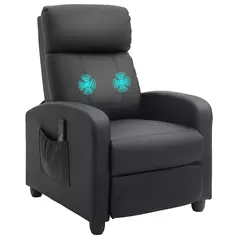 HOMCOM Massage Recliner Armchair with 150° Recline, Faux Leather, Side Pocket, Black - 1