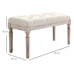 HOMCOM 80cm End of Bed Bench, Window Seat, Tufted Bench for Bedroom, Hallway, Living Room, Cream White - 3