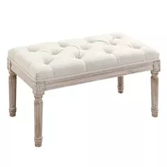 HOMCOM 80cm End of Bed Bench, Window Seat, Tufted Bench for Bedroom, Hallway, Living Room, Cream White - 1