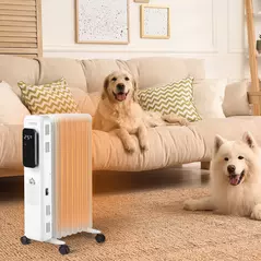 HOMCOM 2000W Oil Filled Radiator, 9 Fin Portable Electric Heater with LED Display, 24H Timer, 3 Heat Settings, Adjustable Thermostat, Safety Cut off, Remote Control, White - 2