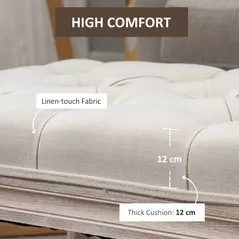 HOMCOM 80cm End of Bed Bench, Window Seat, Tufted Bench for Bedroom, Hallway, Living Room, Cream White - 6