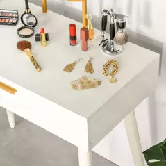 HOMCOM Elegant Dressing Table, with Round Mirror, 80 x 40 x 123 cm - White - 9