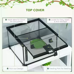 PawHut Glass Reptile Terrarium Insect Breeding Tank Vivarium Habitats with Thermometer for Lizards, Horned Frogs, Snakes, Spiders - Small 30 x 30 x 20cm - 5