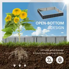Outsunny 645L Metal Raised Garden Bed, DIY Large Steel Planter Box, No Bottom w/ A Pairs of Glove for Backyard, Patio to Grow Vegetables, Herbs, and Flowers, 258cmx90cm - 4