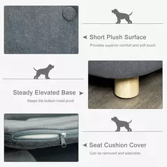 PawHut Dog Sofa Bed Pet Chair Couch with Water Resistant Fabric, Kitten Lounge with Soft Cushion, Wooden Frame for Mini Size Dogs - Grey - 5