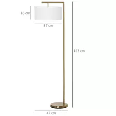 HOMCOM Floor Lamp, Modern Standing Lamp with Linen Lampshade, Round Base for Living Room, Bedroom, Dining Room, 153cm, Gold and White - 3