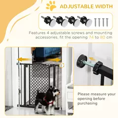 PawHut 74-80 cm Pressure Fit Safety Gate for Doorways and Staircases, Dog Gate, Pet Barrier for Hallways with Auto Close, Double Locking - 6