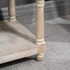 HOMCOM 2-Tier Bed End Bench, Vintage Stool, Wooden Window Seat with Storage Shelf, Button Tufted Upholstered Footstool for Living Room, Bedroom, Entryway, Grey - 9