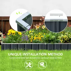 Outsunny 645L Metal Raised Garden Bed, DIY Large Steel Planter Box, No Bottom w/ A Pairs of Glove for Backyard, Patio to Grow Vegetables, Herbs, and Flowers, 258cmx90cm - 5