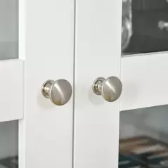 HOMCOM Modern Bookcase with Glass Doors, Display Storage Cabinet with Adjustable Shelves for Living Room, White - 9