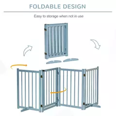 PawHut Pet Gate Wooden Foldable Dog Safety Barrier w/ 4 Panels for Small and Medium Dogs Blue - 5