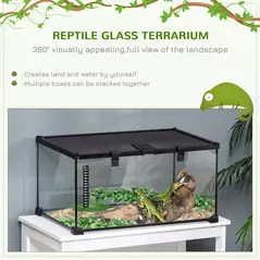 PawHut Glass Reptile Terrarium Insect Breeding Tank Vivarium Habitats with Thermometer for Lizards, Horned Frogs, Snakes, Spiders - Medium 50 x 30 x 25cm - 4