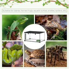 PawHut Glass Reptile Terrarium Insect Breeding Tank Vivarium Habitats with Thermometer for Lizards, Horned Frogs, Snakes, Spiders - Medium 50 x 30 x 25cm - 9