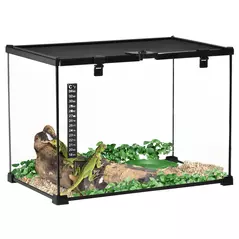 PawHut Glass Reptile Terrarium Insect Breeding Tank Vivarium Habitats with Thermometer for Lizards, Horned Frogs, Snakes, Spiders - Large 50 x 30 x 35cm - 1