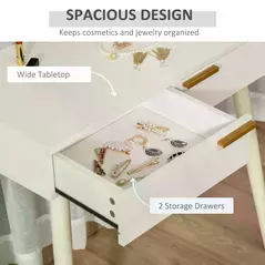 HOMCOM Elegant Dressing Table, with Round Mirror, 80 x 40 x 123 cm - White - 6