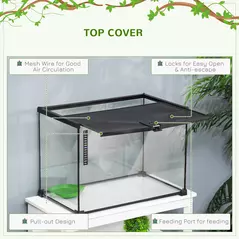 PawHut Glass Reptile Terrarium Insect Breeding Tank Vivarium Habitats with Thermometer for Lizards, Horned Frogs, Snakes, Spiders - Large 50 x 30 x 35cm - 5