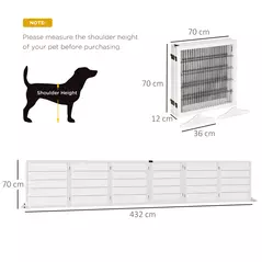 PawHut Wooden Pet Gate, Freestanding Dog Safety Barrier, w/ 2 Support Feet, White - 3