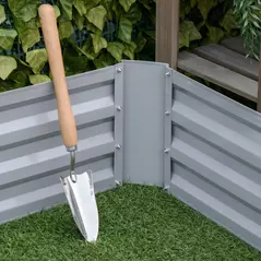 Outsunny Set of 2 291L Raised Garden Bed, Elevated Galvanised Planter Box for Flowers, Herbs, 100x100x30cm, Grey - 7