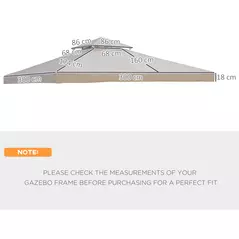 Outsunny 3(m) Gazebo Top Cover Double Tier Canopy Replacement Pavilion Roof Deep Beige - 3