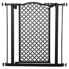 PawHut 74-80 cm Pressure Fit Safety Gate for Doorways and Staircases, Dog Gate, Pet Barrier for Hallways with Auto Close, Double Locking - 1