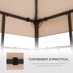 Outsunny 3(m) Gazebo Top Cover Double Tier Canopy Replacement Pavilion Roof Deep Beige - 6