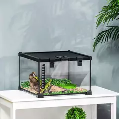 PawHut Glass Reptile Terrarium Insect Breeding Tank Vivarium Habitats with Thermometer for Lizards, Horned Frogs, Snakes, Spiders - Small 30 x 30 x 20cm - 2