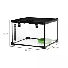 PawHut Glass Reptile Terrarium Insect Breeding Tank Vivarium Habitats with Thermometer for Lizards, Horned Frogs, Snakes, Spiders - Small 30 x 30 x 20cm - 3