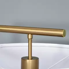 HOMCOM Floor Lamp, Modern Standing Lamp with Linen Lampshade, Round Base for Living Room, Bedroom, Dining Room, 153cm, Gold and White - 9