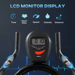 HOMCOM Stationary Exercise Bike, 8kg Flywheel Indoor Cycling Workout Fitness Bike, Adjustable Resistance Cardio Exercise Machine w/ LCD Monitor Pad and Phone Holder for Home, Gym, Office, Black - 4