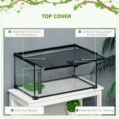 PawHut Glass Reptile Terrarium Insect Breeding Tank Vivarium Habitats with Thermometer for Lizards, Horned Frogs, Snakes, Spiders - Medium 50 x 30 x 25cm - 5