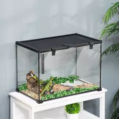 PawHut Glass Reptile Terrarium Insect Breeding Tank Vivarium Habitats with Thermometer for Lizards, Horned Frogs, Snakes, Spiders - Large 50 x 30 x 35cm - 2