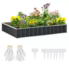 Outsunny 645L Metal Raised Garden Bed, DIY Large Steel Planter Box, No Bottom w/ A Pairs of Glove for Backyard, Patio to Grow Vegetables, Herbs, and Flowers, 258cmx90cm - 1