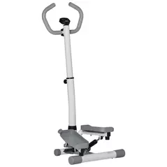 HOMCOM Adjustable Twist Stepper Aerobic Ab Exercise Fitness Workout Machine w/ LCD Screen, Height Adjust Handlebars for Home Gym, White and Grey - 1