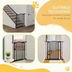 PawHut 74-80 cm Pressure Fit Safety Gate for Doorways and Staircases, Dog Gate, Pet Barrier for Hallways with Auto Close, Double Locking - 7