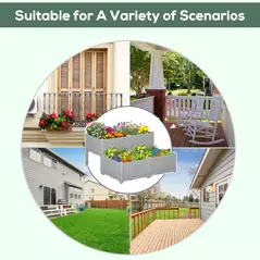Outsunny Set of 4 26L Garden Raised Bed Elevated Patio Flower Plant Planter Box PP Vegetables Planting Container, Grey - 6