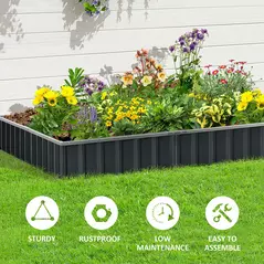 Outsunny 645L Metal Raised Garden Bed, DIY Large Steel Planter Box, No Bottom w/ A Pairs of Glove for Backyard, Patio to Grow Vegetables, Herbs, and Flowers, 258cmx90cm - 7