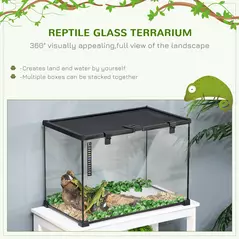 PawHut Glass Reptile Terrarium Insect Breeding Tank Vivarium Habitats with Thermometer for Lizards, Horned Frogs, Snakes, Spiders - Large 50 x 30 x 35cm - 4