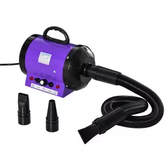 PawHut Dog Hair Dryer Pet Grooming Blaster Dryer Blower Adjustable Temperature Speed with 2.1M Flexible Hose 3 Nozzles - Purple - 1